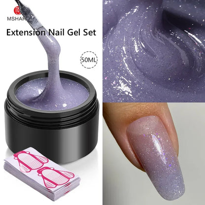 MSHARE 50ML Self Leveling Extension Nail Gel Set UV Led Construction Gel For Manicure Extend French Nail Art Build Nail