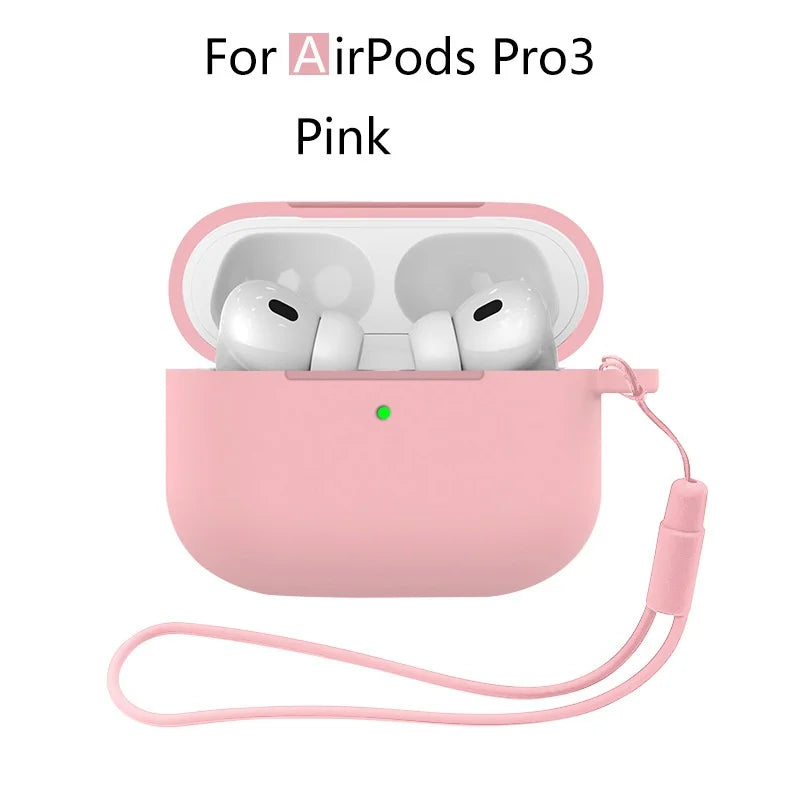For AirPods Pro 3 2025 Case Silicone Protector for airpods Pro Front LED Visible Pro 2 Case cover with Lanyard for airpods pro 2 - Merit Sell