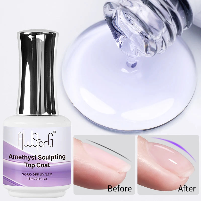 AWStorG 15ML Fiber Builder Nail Gel In A Bottle UV Semi Permanent Clear Pink Nail Strengthener Extension Construction Gel