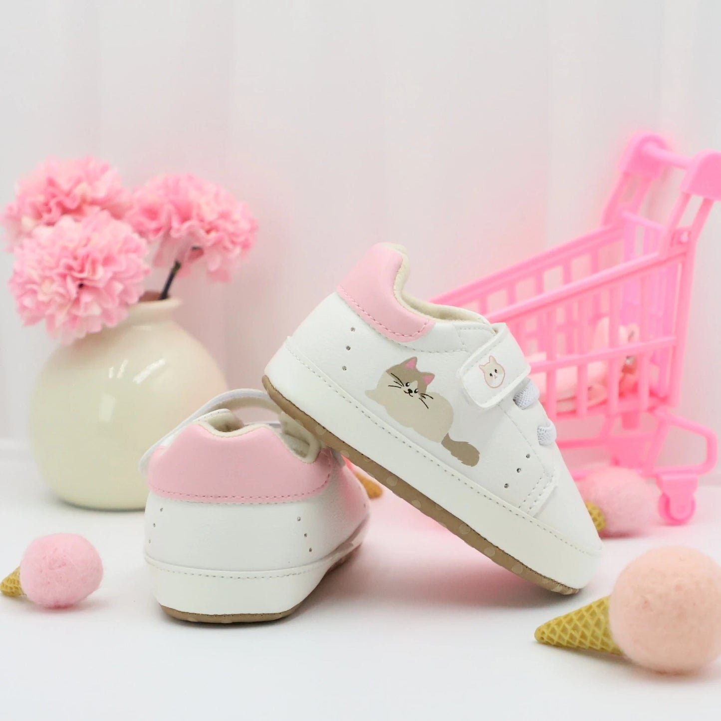 Baby Toddler Shoes, Cute Ragdoll Cat Design Baby Sneakers, Lightweight and Non-Slip, Suitable for Daily Wear & Vacation, All Year Round