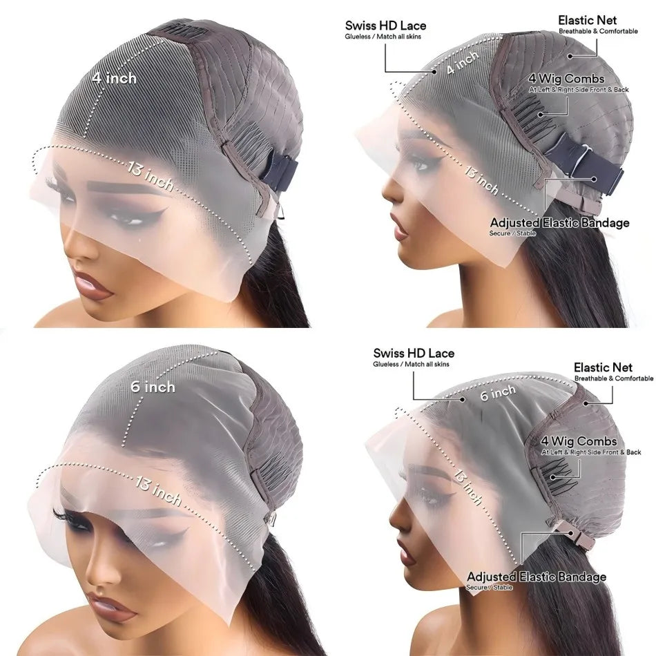 Deep Wave Wigs Human Hair 13x6 Deep Wave Lace Front Wigs Glueless Brazilian Pre Plucked with Baby Hair Natural Color for Black