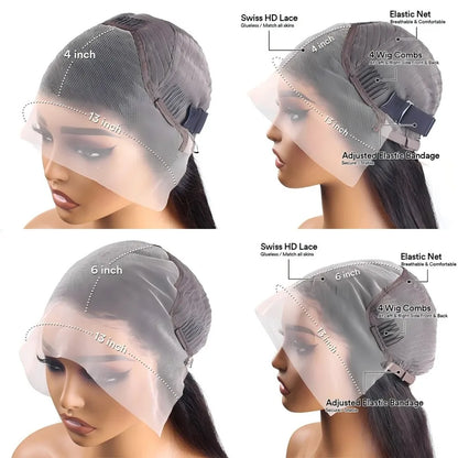 Deep Wave Wigs Human Hair 13x6 Deep Wave Lace Front Wigs Glueless Brazilian Pre Plucked with Baby Hair Natural Color for Black