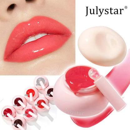 Long-lasting Moisturizing Solid Lip Jelly Red Tinted Lip & Cheek Jam Lip Balm Smooth Gloss Jelly LipGloss Water Light Lipsticks