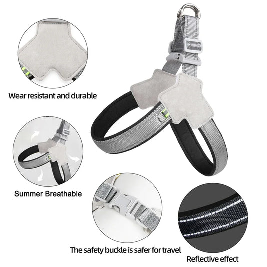 Summer Dog Harness Hiking Puppy Breathable Reflective Chest Strp for Small Medium Dogs Cats Chihuahua French Bulldog Supplies