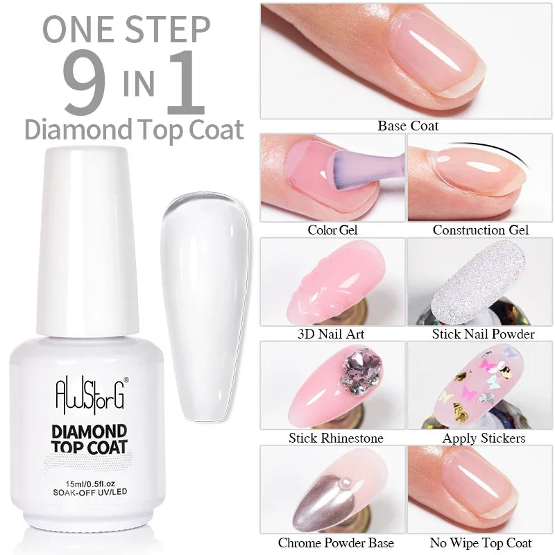 AWStorG 15ML Fiber Builder Nail Gel In A Bottle UV Semi Permanent Clear Pink Nail Strengthener Extension Construction Gel