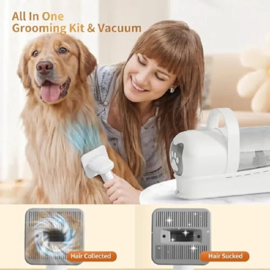 Dog Grooming Kit Pet Grooming Vacuum with Pet Clipper Nail Grinder 6-in-1 Grooming Tools for Dogs Cats Shedding Control Black - Merit Sell