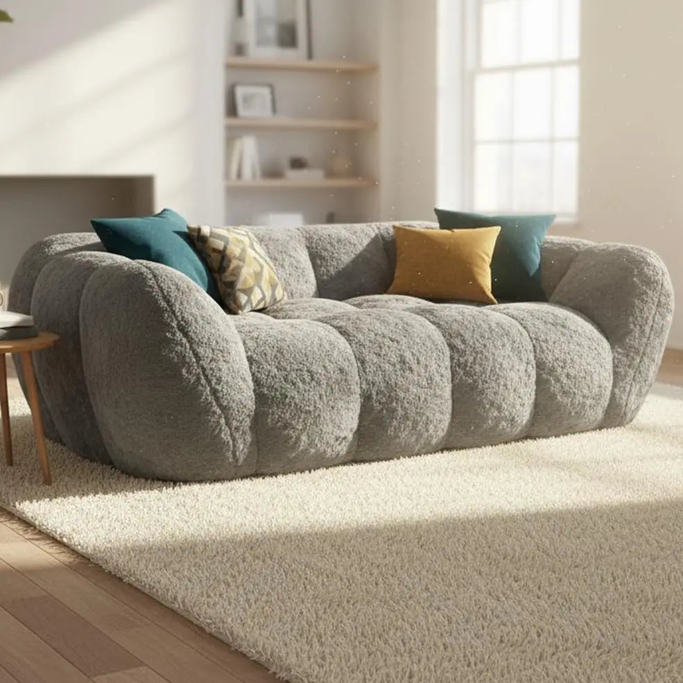 Giant Fluffy Bean Bag Chair with Armrest Ultra Soft Faux Fur Loveseat Floor Chair Living Room Bedroom Grey Customized