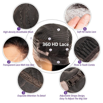 38 40 Inch Deep Wave 13x6 5x5 Lace Front Human Hair Wigs 200% Density Remy 360 Full Lace Frontal Wig Pre Plucked For Black Women