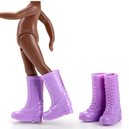 15cm BJD Dolls Shoes Multiple Movable Joints 1/12 3D Simulated Eye Dark Skin Hinge Doll Girl's DIY Dress Up Birthday Gifts Toys