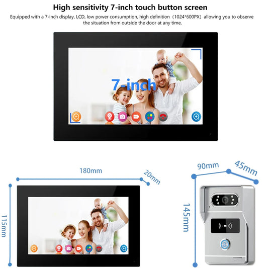 4 Wires support tuya app Wifi 1080P Video Intercom Video Door Phone 7'' Touch Monitor Video Doorbell Door Camera Security System - Merit Sell