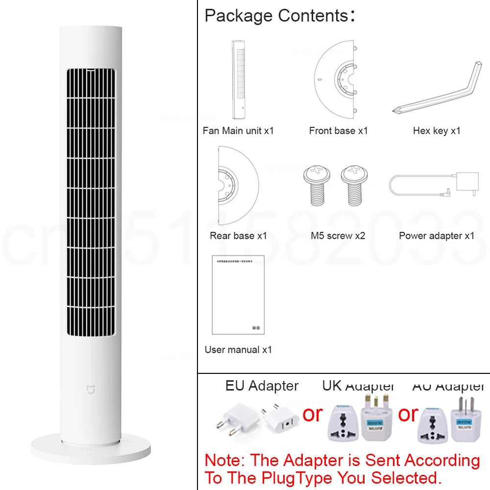 XIAOMI MIJIA Smart DC Inverter Tower Fan 2,Energy-Saving,150° Ultra-Wide-angle Ventilation,100* Adjustable Speed Levels,For Home