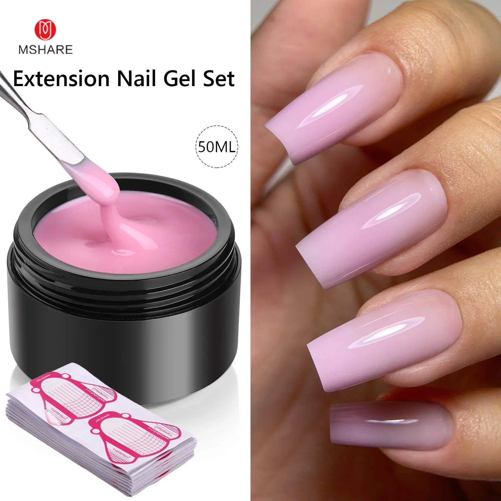 MSHARE 50ML Self Leveling Extension Nail Gel Set UV Led Construction Gel For Manicure Extend French Nail Art Build Nail - Merit Sell