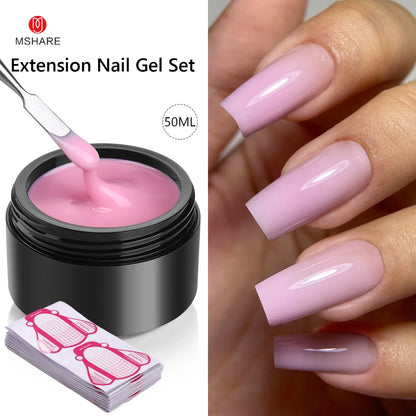 MSHARE 50ML Self Leveling Extension Nail Gel Set UV Led Construction Gel For Manicure Extend French Nail Art Build Nail