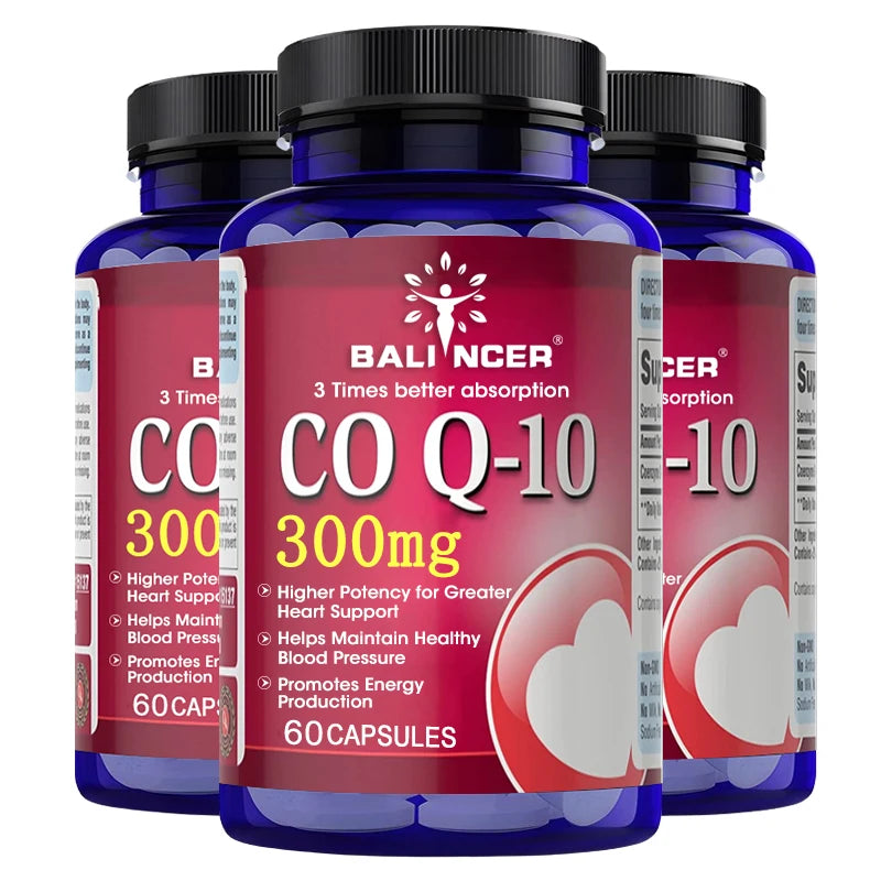 CoQ10 300mg Capsules - Highly Absorbable Antioxidant, Cardiovascular Heart Energy Support, Vegan, Non-GMO, Gluten-Free