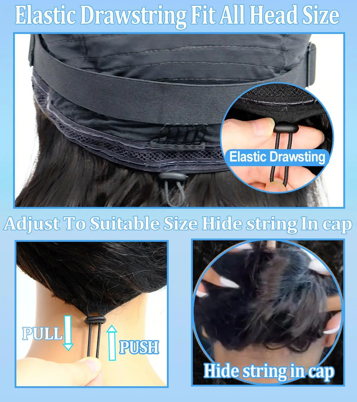 Upgrade 3 IN 1 V Part Human Hair Wigs Glueless Wigs Human Hair With Drawstring Ready to Wear Body Wave V Part Remy Hair Wigs