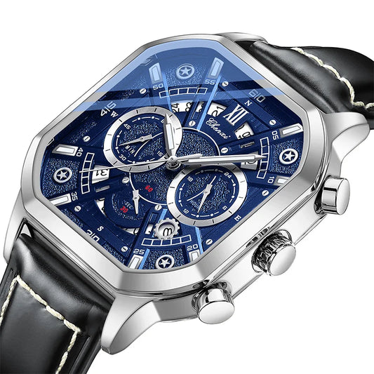CHENXI High Quality Multifunctional Business Leisure Watches For Man Square Dial Leather Strap Quartz Wristwatches Clock Gifts