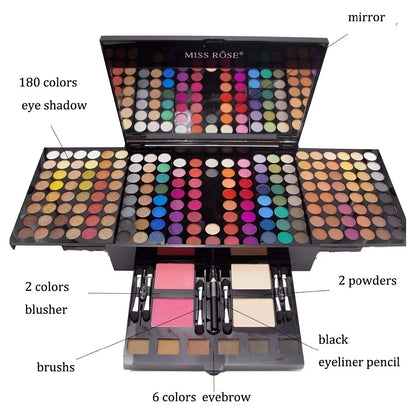 180 Color Piano Case Eye Shadow Powder Blusher Set Makeup Plate Multi-Function Makeup Box Gift Durable And Portable