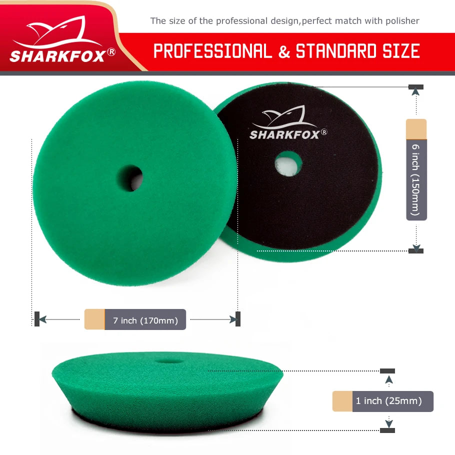 Sharkfox 3"(80mm)/5"(125mm)/6"(150mm) Buffing Polishing Sponge Pads Kit For Car Polisher Disc Buffer Foam Polish Pad - Merit Sell