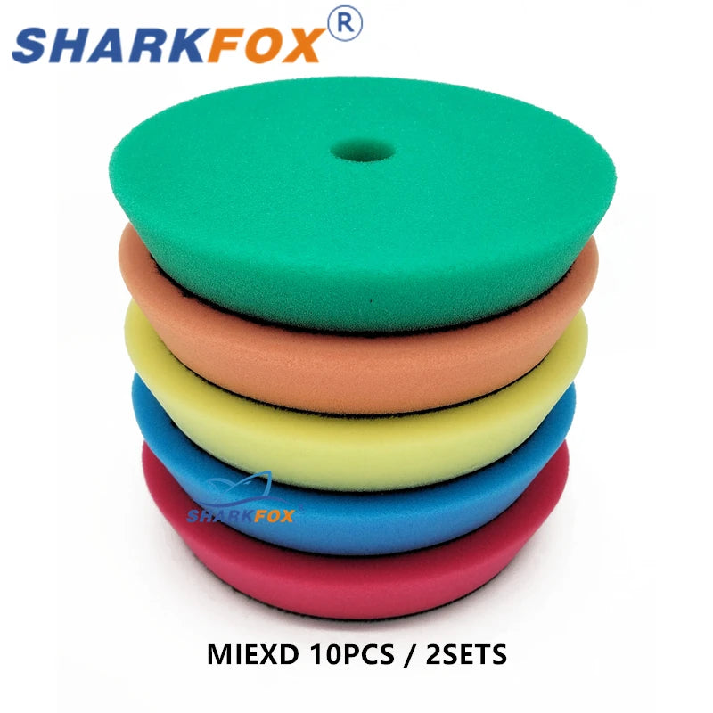 Sharkfox 3"(80mm)/5"(125mm)/6"(150mm) Buffing Polishing Sponge Pads Kit For Car Polisher Disc Buffer Foam Polish Pad - Merit Sell