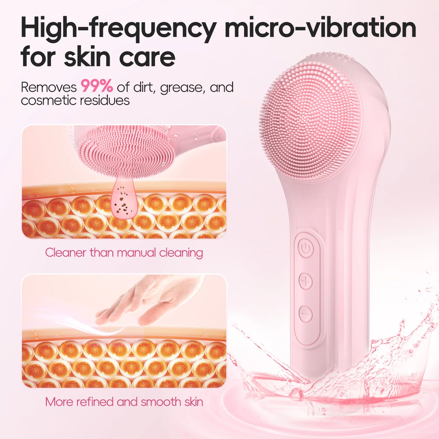 Silicone Electric Facial Cleansing Brush–6 Speeds,Heat application Waterproof&Deep Pore Cleanse Skin Cleansing Device Portable - Merit Sell