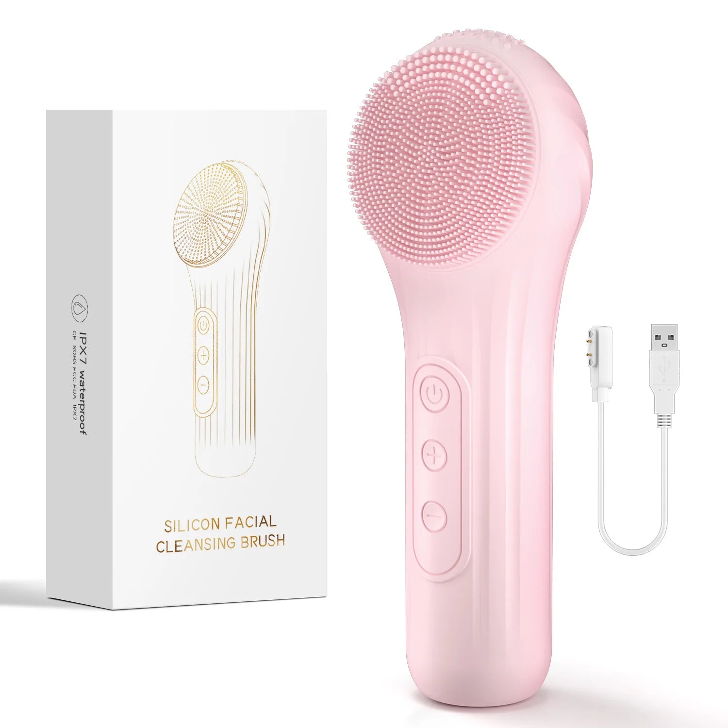 Silicone Electric Facial Cleansing Brush–6 Speeds,Heat application Waterproof&Deep Pore Cleanse Skin Cleansing Device Portable - Merit Sell
