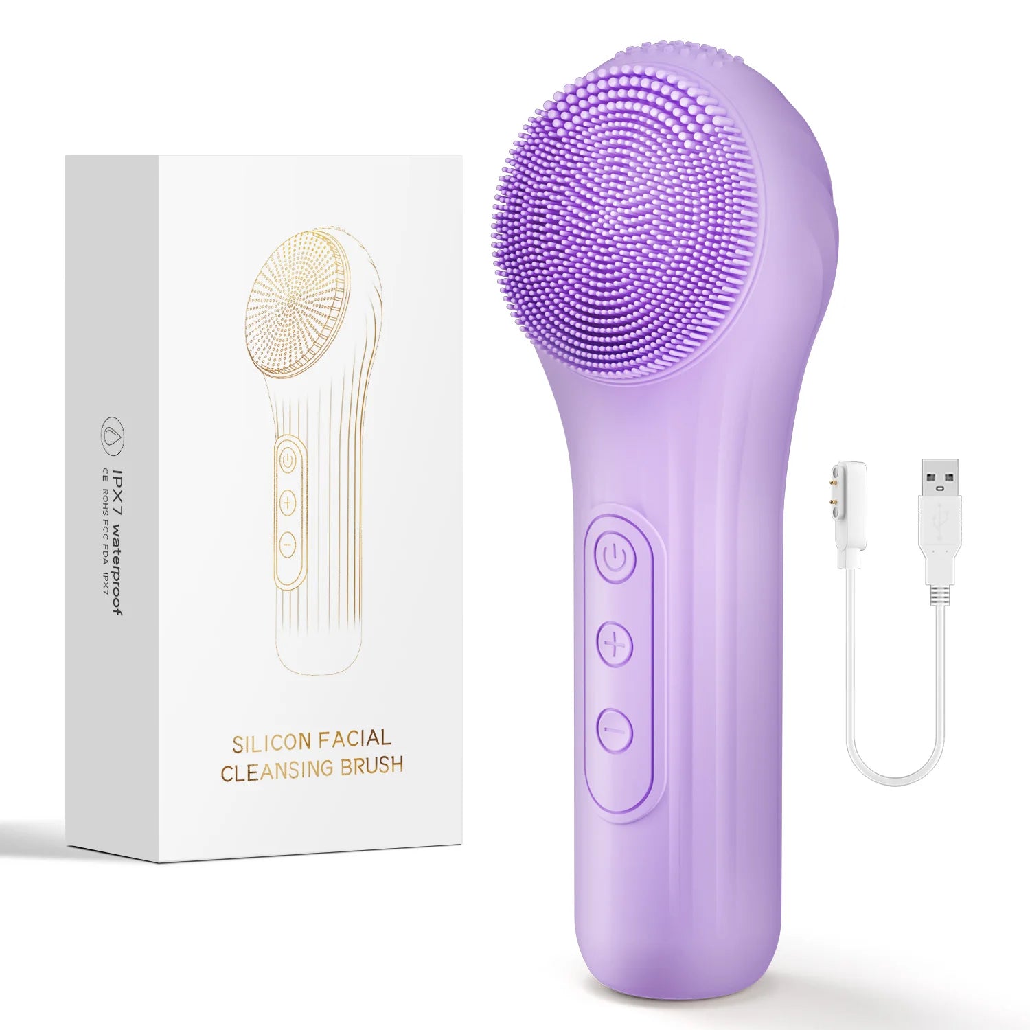 Silicone Electric Facial Cleansing Brush–6 Speeds,Heat application Waterproof&Deep Pore Cleanse Skin Cleansing Device Portable - Merit Sell