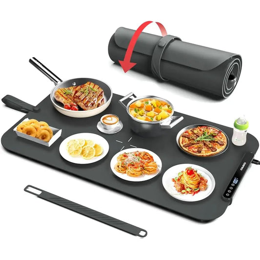 Silicone Electric Warming Mat Food Tray with 7 Temp Settings Auto Shut Off Timer Fahrenheit Celsius Easy Clean Large Surface - Merit Sell