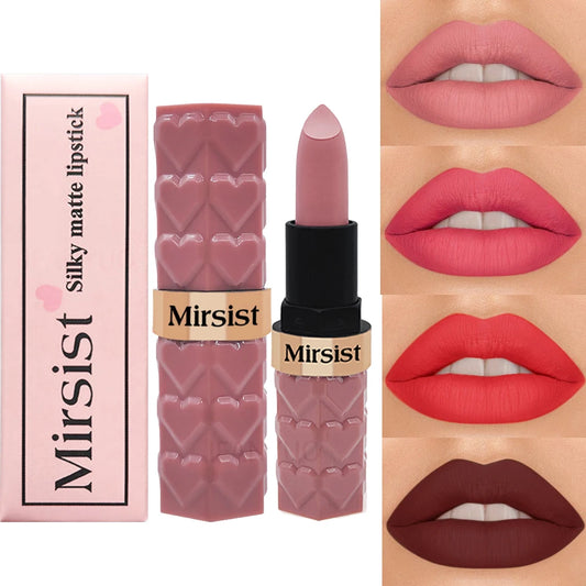 Silky Matte Velvet Nude Peach Lipstick Waterproof Long Lasting Natural Lip Stain Not Easy Fade Lip Balm Women Lip Stick Cosmetic - Merit Sell