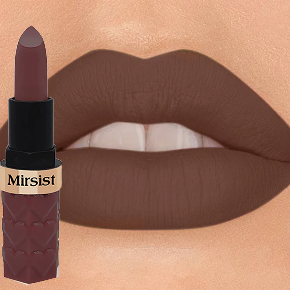 Silky Matte Velvet Nude Peach Lipstick Waterproof Long Lasting Natural Lip Stain Not Easy Fade Lip Balm Women Lip Stick Cosmetic - Merit Sell