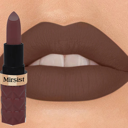 Silky Matte Velvet Nude Peach Lipstick Waterproof Long Lasting Natural Lip Stain Not Easy Fade Lip Balm Women Lip Stick Cosmetic - Merit Sell