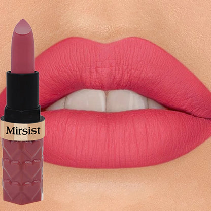 Silky Matte Velvet Nude Peach Lipstick Waterproof Long Lasting Natural Lip Stain Not Easy Fade Lip Balm Women Lip Stick Cosmetic - Merit Sell