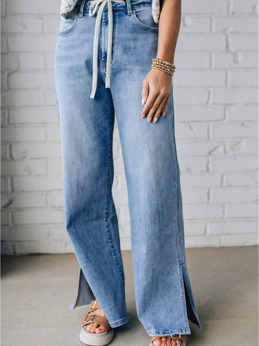 Slit Wide Leg Jeans - Merit Sell
