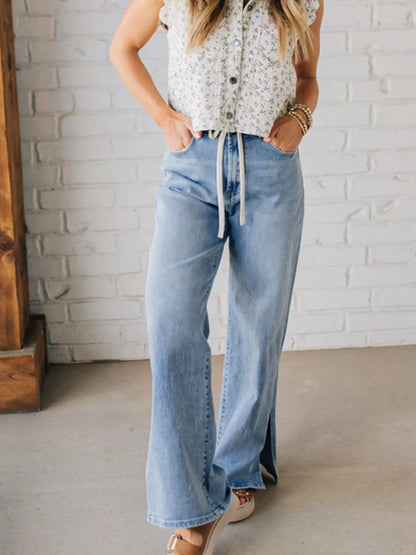 Slit Wide Leg Jeans - Merit Sell