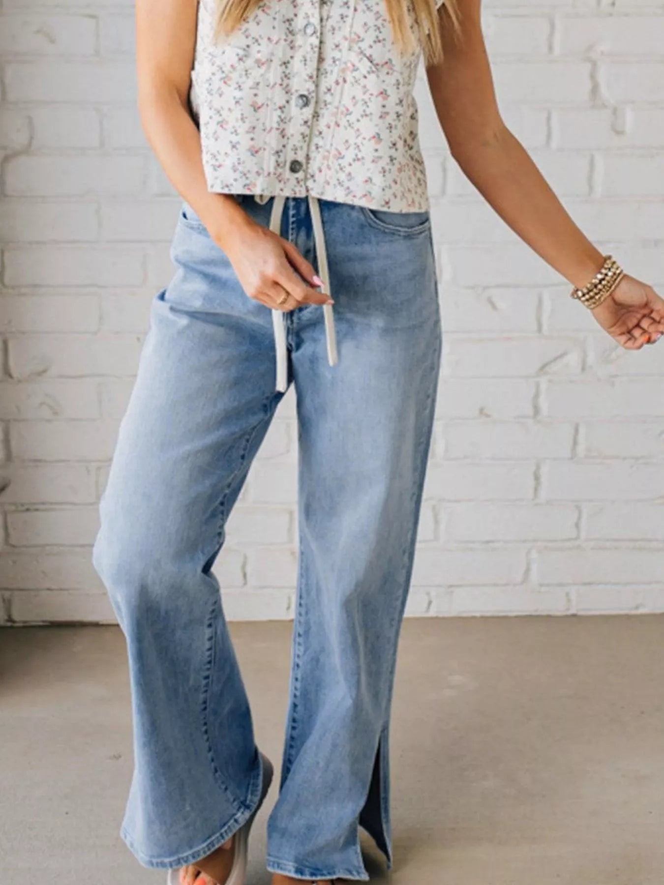 Slit Wide Leg Jeans - Merit Sell