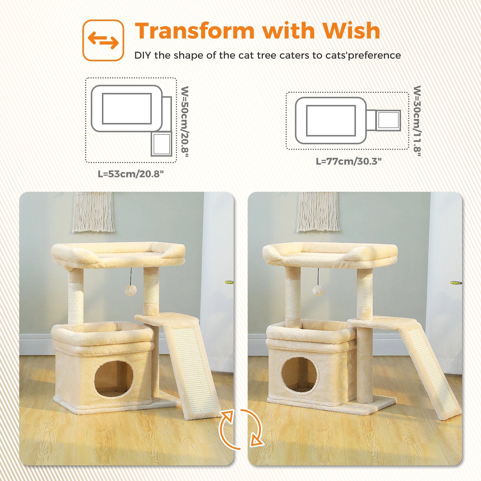 Small Cat Tree for Indoor Cat Tower with Sisal Scratching Post and Pad Wide Top Perch Large Cat Condo Cat Scratchers Cat Toys - Merit Sell