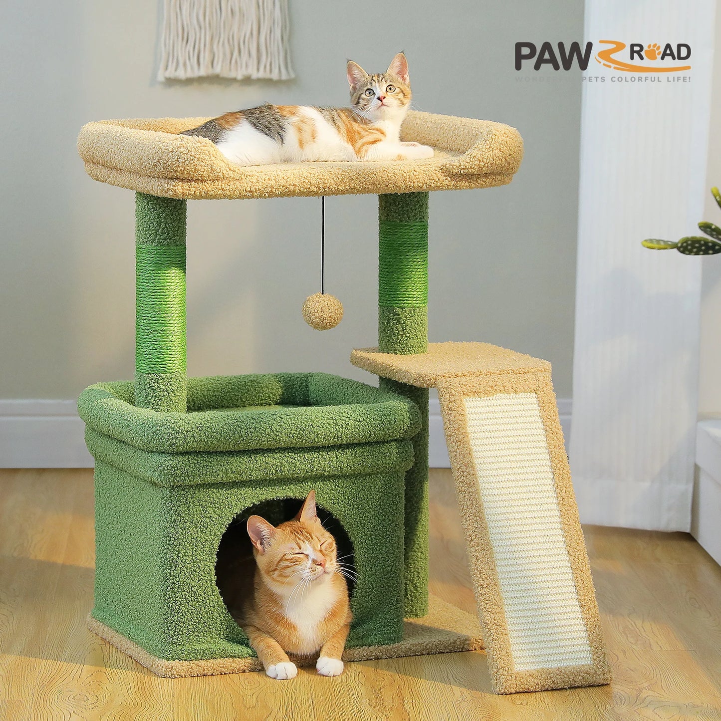 Small Cat Tree for Indoor Cat Tower with Sisal Scratching Post and Pad Wide Top Perch Large Cat Condo Cat Scratchers Cat Toys - Merit Sell