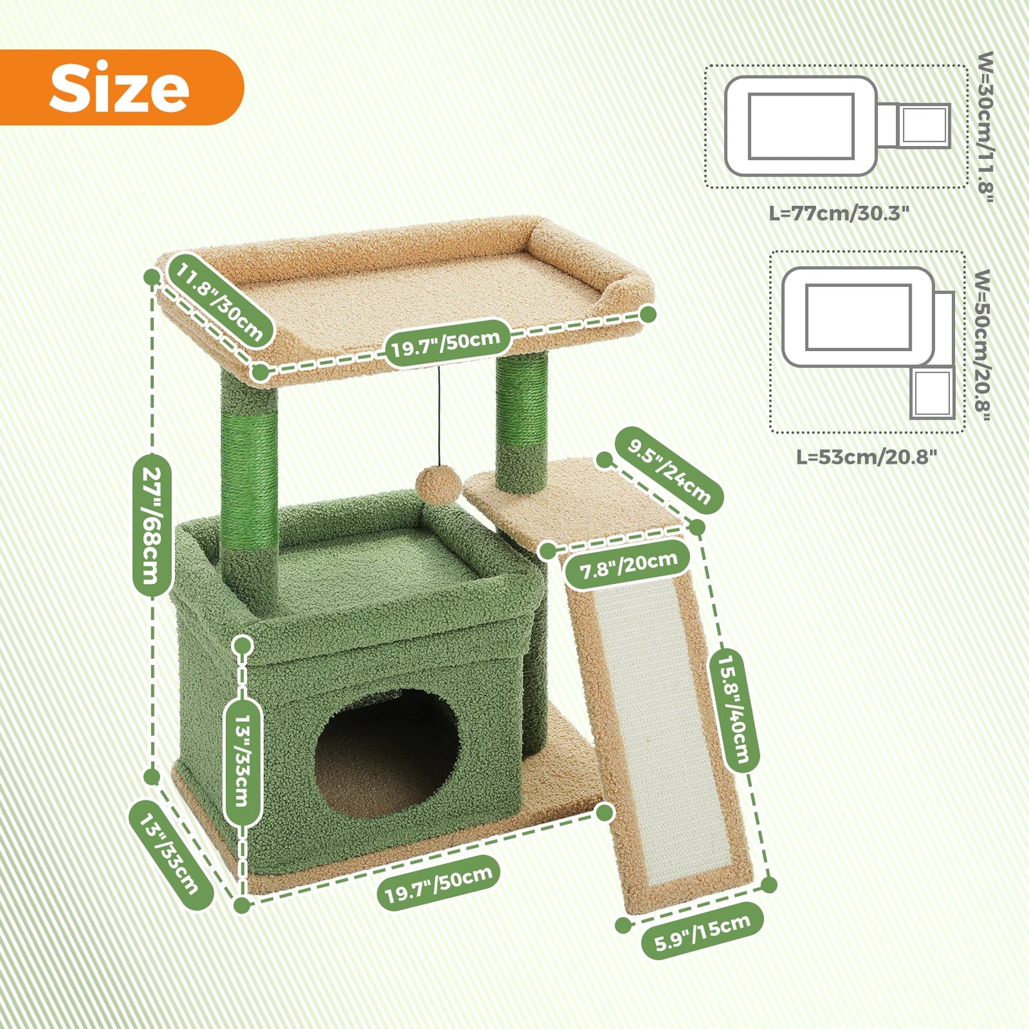 Small Cat Tree for Indoor Cat Tower with Sisal Scratching Post and Pad Wide Top Perch Large Cat Condo Cat Scratchers Cat Toys - Merit Sell