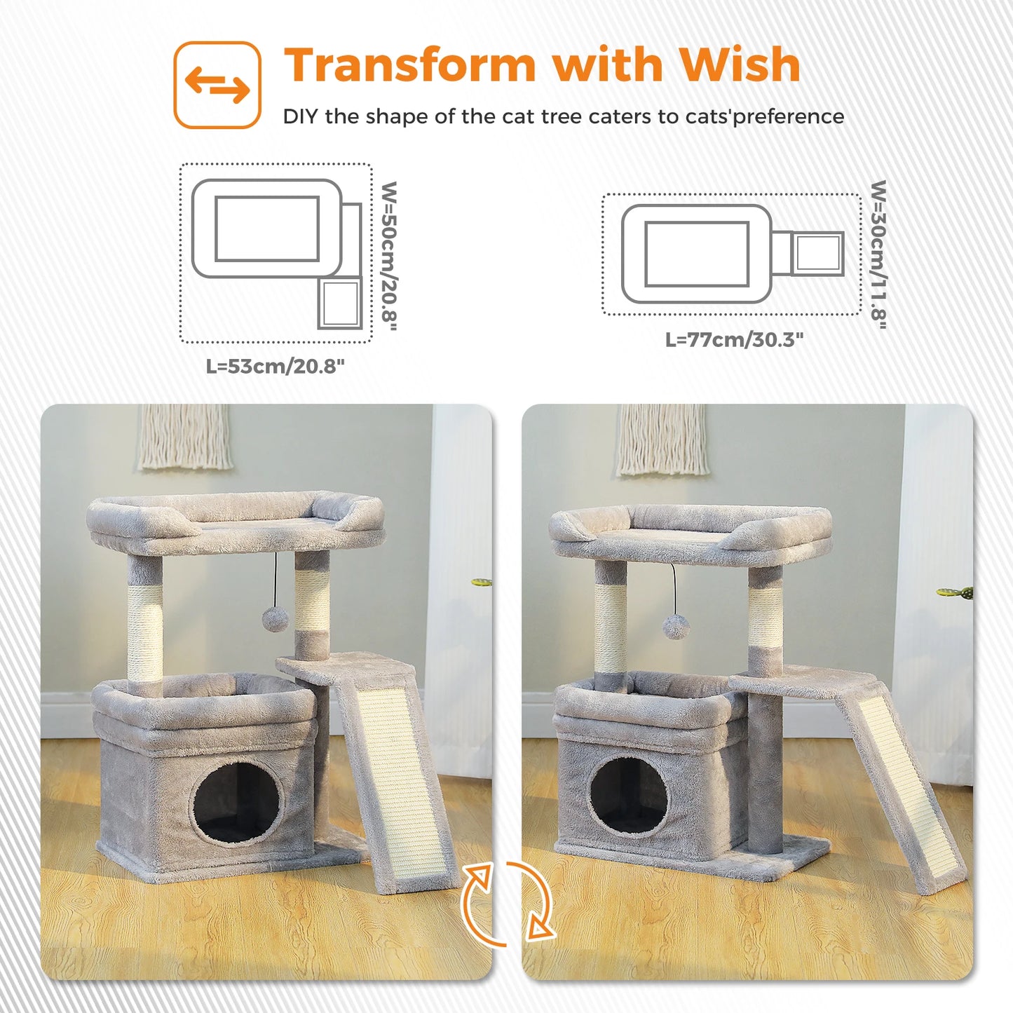 Small Cat Tree for Indoor Cat Tower with Sisal Scratching Post and Pad Wide Top Perch Large Cat Condo Cat Scratchers Cat Toys - Merit Sell