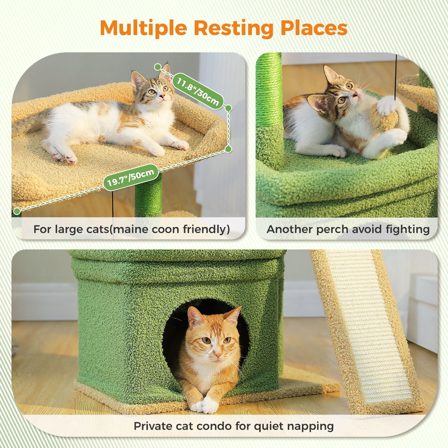 Small Cat Tree for Indoor Cat Tower with Sisal Scratching Post and Pad Wide Top Perch Large Cat Condo Cat Scratchers Cat Toys - Merit Sell