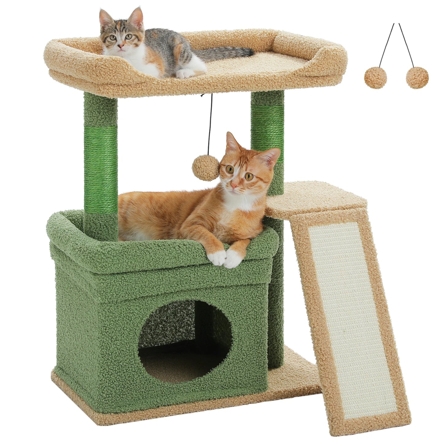 Small Cat Tree for Indoor Cat Tower with Sisal Scratching Post and Pad Wide Top Perch Large Cat Condo Cat Scratchers Cat Toys - Merit Sell