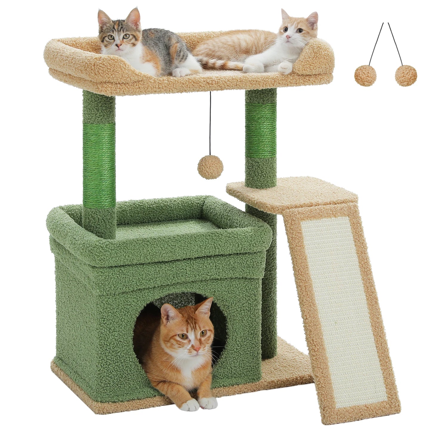 Small Cat Tree for Indoor Cat Tower with Sisal Scratching Post and Pad Wide Top Perch Large Cat Condo Cat Scratchers Cat Toys - Merit Sell