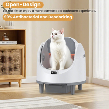 Smart Automatic Self-Cleaning Cat Litter Box EU Plug with Odor Control & WiFi Function, Easy to Clean with Cat Litter Mat - Merit Sell