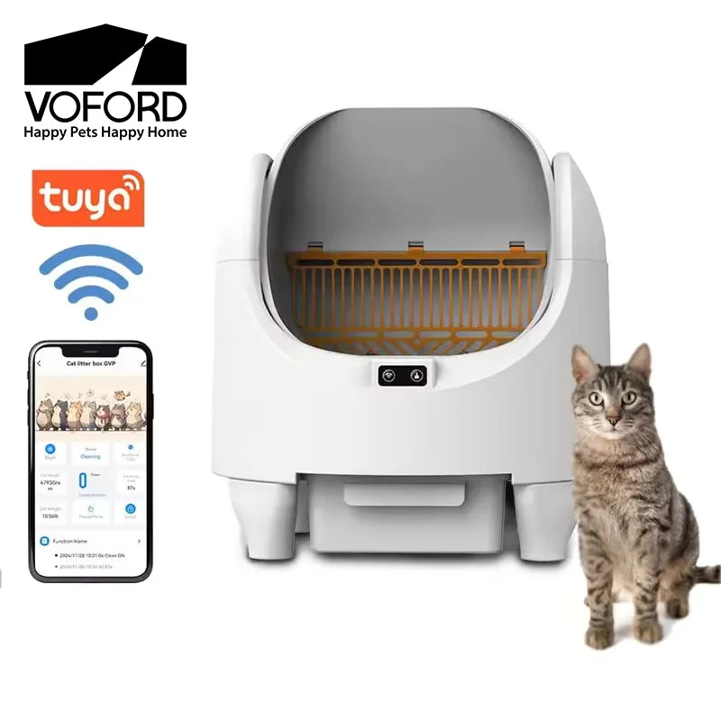 Smart Cat Litter Box With WIFI Control Automatic Self-Cleaning Semi Closed Cat Litter Box Easy to Clean Cat Toilet Pet Supplies - Merit Sell