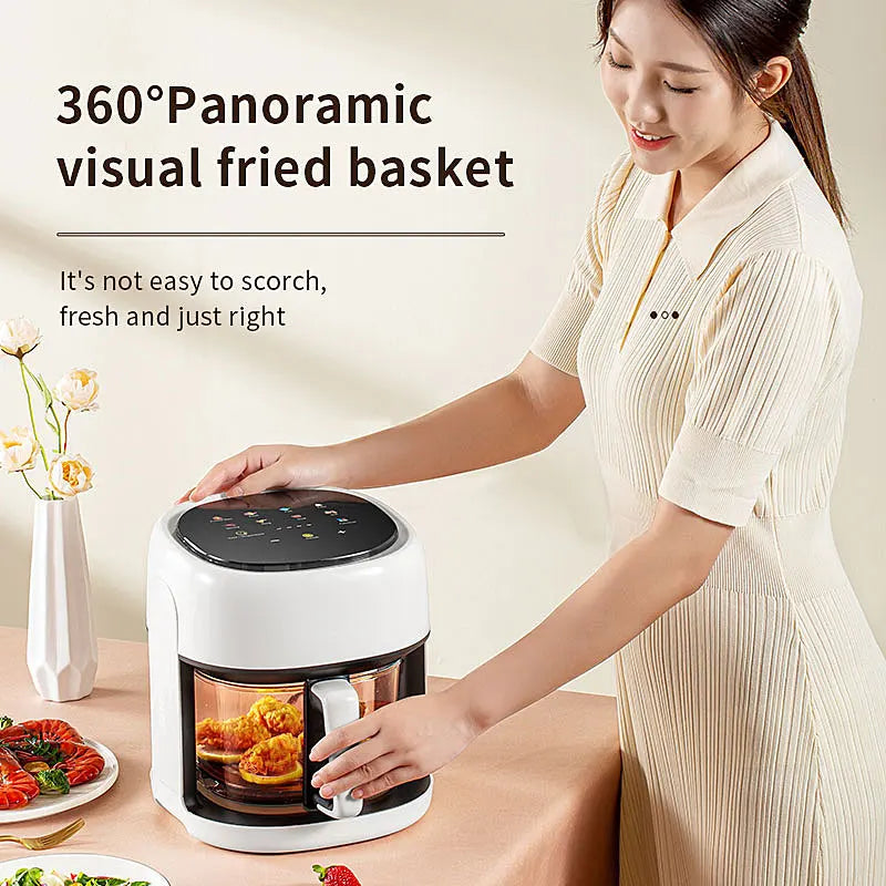 Smart Electric Air Fryer Large Capacity Convection Oven Deep Fryer Without Oil Kitchen 360°Baking Viewable Window Home Appliance - Merit Sell