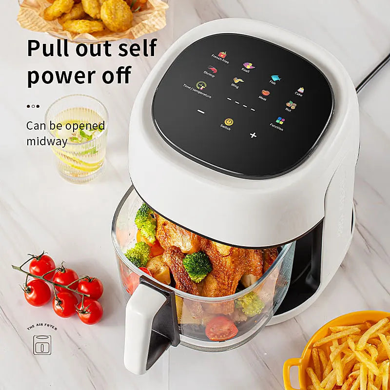 Smart Electric Air Fryer Large Capacity Convection Oven Deep Fryer Without Oil Kitchen 360°Baking Viewable Window Home Appliance - Merit Sell