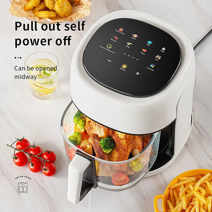 Smart Electric Air Fryer Large Capacity Convection Oven Deep Fryer Without Oil Kitchen 360°Baking Viewable Window Home Appliance - Merit Sell