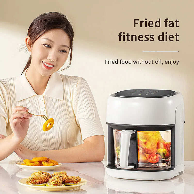 Smart Electric Air Fryer Large Capacity Convection Oven Deep Fryer Without Oil Kitchen 360°Baking Viewable Window Home Appliance - Merit Sell
