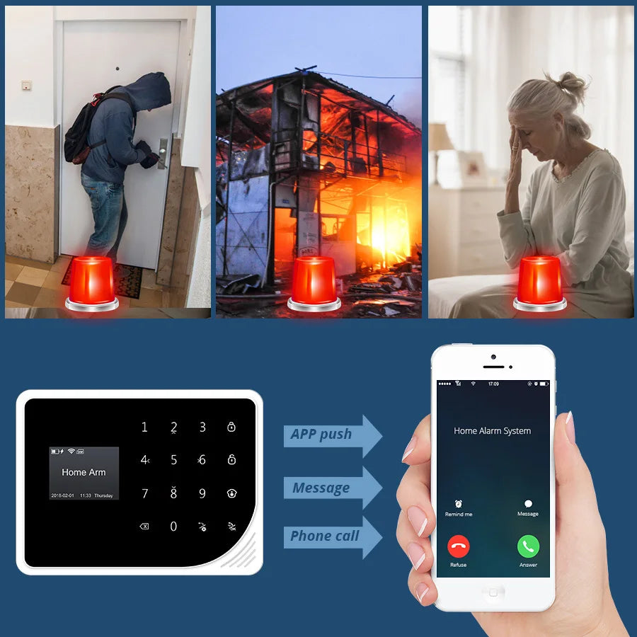 Smart Gsm Wifi Alarm System for Home Wireless Security Alarm House App Alert Motion Detector Door Sensor Alarm Built in Siren - Merit Sell