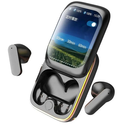 Smart LED Touch Screen Slider Wireless Blue tooth Headset Color Screen Display Noise Reduction Game Mode Switches - Merit Sell