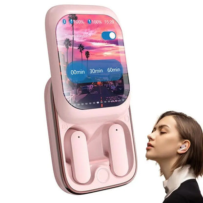 Smart LED Touch Screen Slider Wireless Blue tooth Headset Color Screen Display Noise Reduction Game Mode Switches - Merit Sell